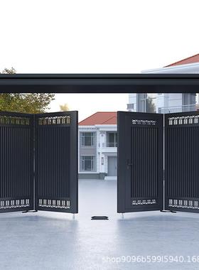 现代铝艺院子大门电叠悬浮门农村庭院折别动墅大门自双动NMK开折