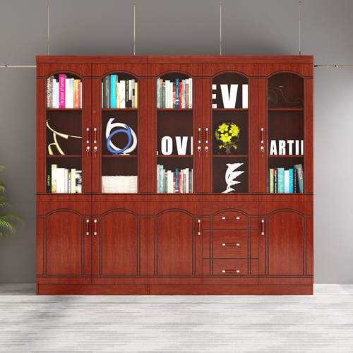 办公室文件柜柜带璃门储物带8362资料柜锁木质落玻地档案实木柜书