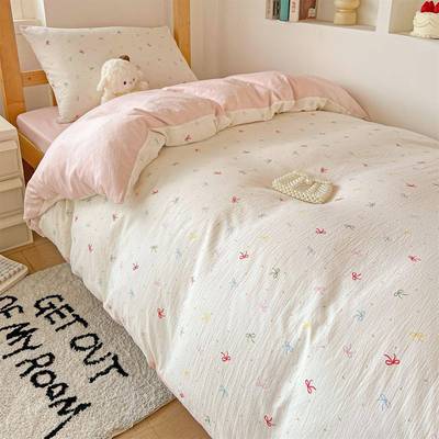 学生家皱棉件套用四件套多件四套床单款pxx10032床笠款三季通用时