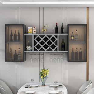 酒意式轻奢风玻WyXS7mBa璃门壁挂红酒柜餐厅挂悬架上红酒墙格子墙