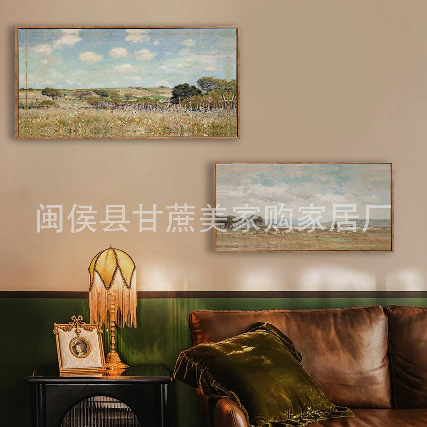 美式乡村油画框画家居装饰客厅玄关卧室送礼厂家直供