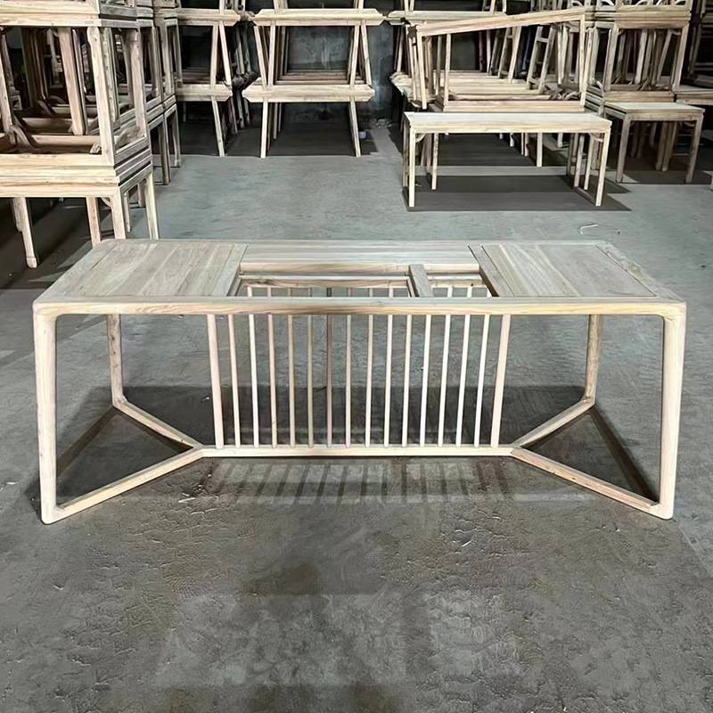 新中式白胚茶道白坯禅意茶台老榆木喝茶桌实木茶几茶桌椅组合白茬