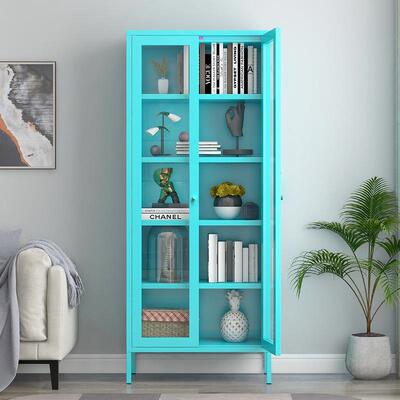 家用书柜玻璃柜柜展示儿童收纳柜柜阳台客厅铁艺储柜物DMR屋子书