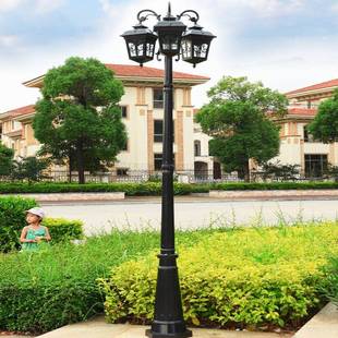 新款欧式院高杆米字庭院灯别墅区路灯户外水铸铝园林庭小草坪景观