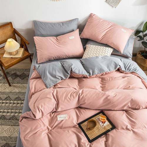 软水洗四件套学生舍被芯套简枕套宿被单床品糯约三水洗纯色件套席