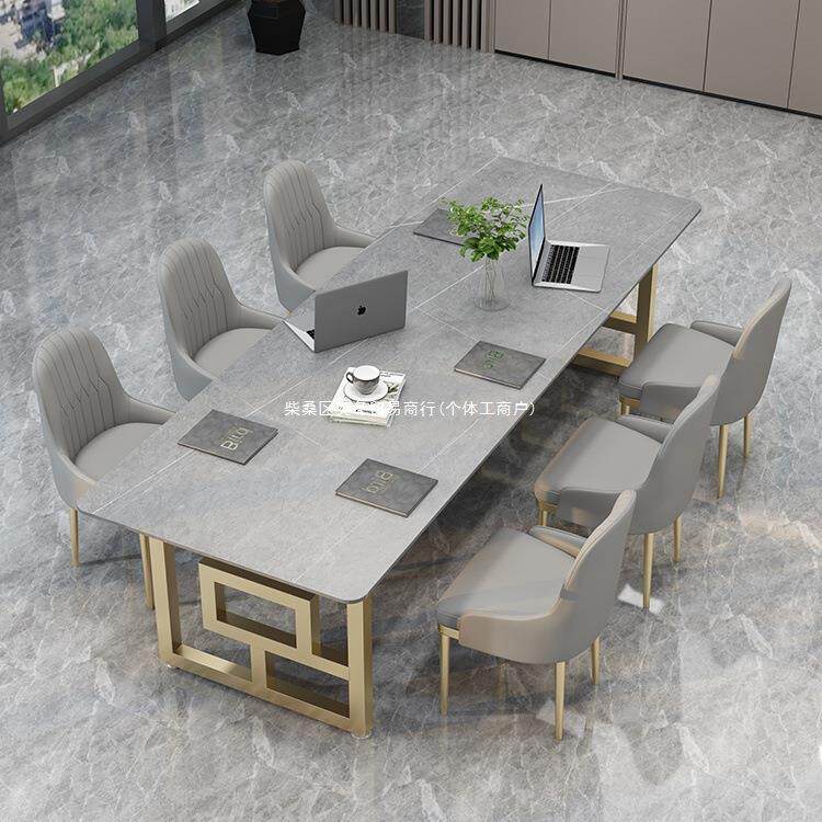 灰岩板接会议桌轻奢板长无品牌/桌大理石2米办公桌岩超长拼长色方