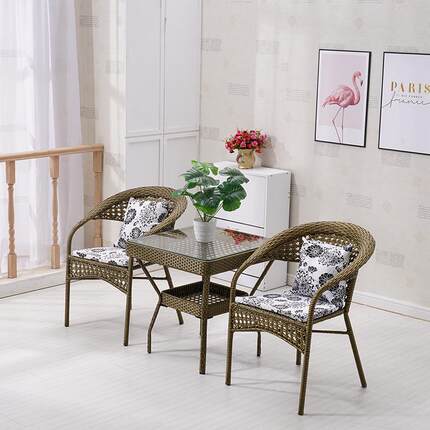 手工藤椅件台套阳藤编椅单GE-9号椅人靠背子休闲户外椅编织藤椅三