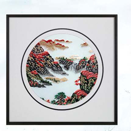 山水画大好河山客厅竖版民宿餐厅装饰画招财寓意好挂画新中式玄关