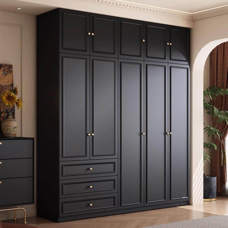 中易古风经典美式黑室色条纹卧组合衣柜GPF用欧松板轻奢家现代简