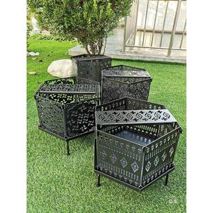 焚火台篝火架便携露柴营氛灯火木炭庭院台式炉thsdfgu+B围BQ户外