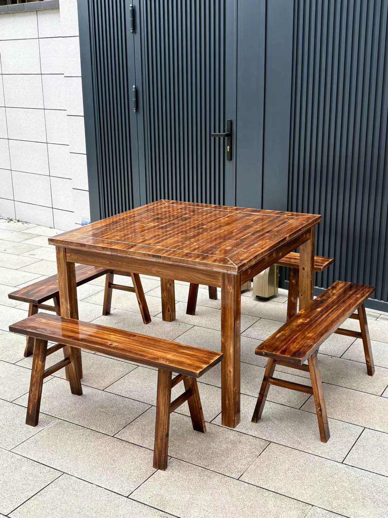 纯实木老式四方桌传统桌子中式正方小八仙桌饭店农村餐桌餐椅组合