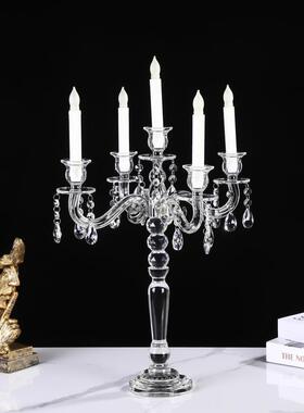 外家防风多头欧水晶烛台式居客户厅装饰CXDT--02KTV婚庆道具摆件
