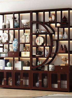 客厅架入户进门高档现代简约茶柜博古置物办公室屏隔风架玄000896