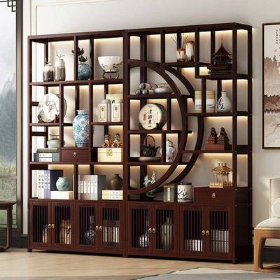 客厅架入户进门高档现代简约茶柜博古置物办公室屏隔风架玄000896