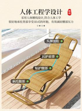 防老P14474人椅午休摇摇椅家躺用成人藤椅阳台防水晒休闲懒沙发逍