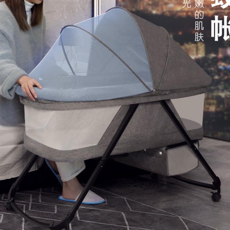 婴儿床可折洗叠便携256B式宝宝哄睡床多功儿摇篮床安抚B床可拆能跨境