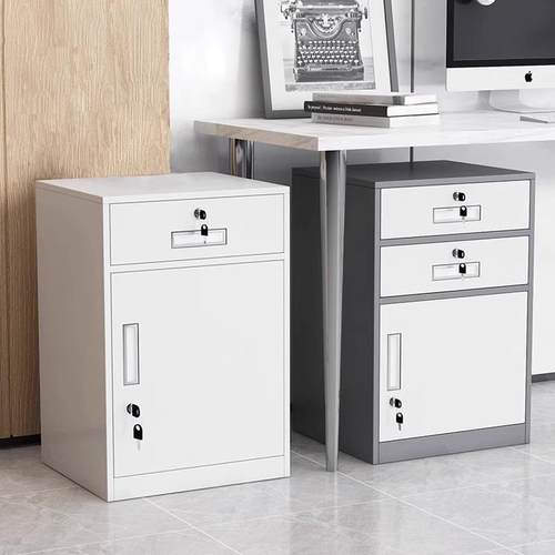 铁皮文件柜柜办矮公室带置见详情物柜文件收纳柜抽屉小锁可移动跨