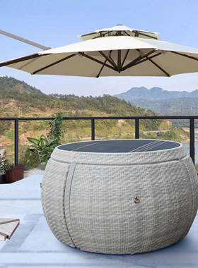 户外桌椅露庭78809院组合台休闲藤编天带伞防水露防晒外别墅花园