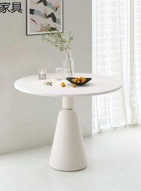 奶油风法式圆桌YOR餐桌合小户桌型家用岩板待椅组轻奢接洽谈阳台