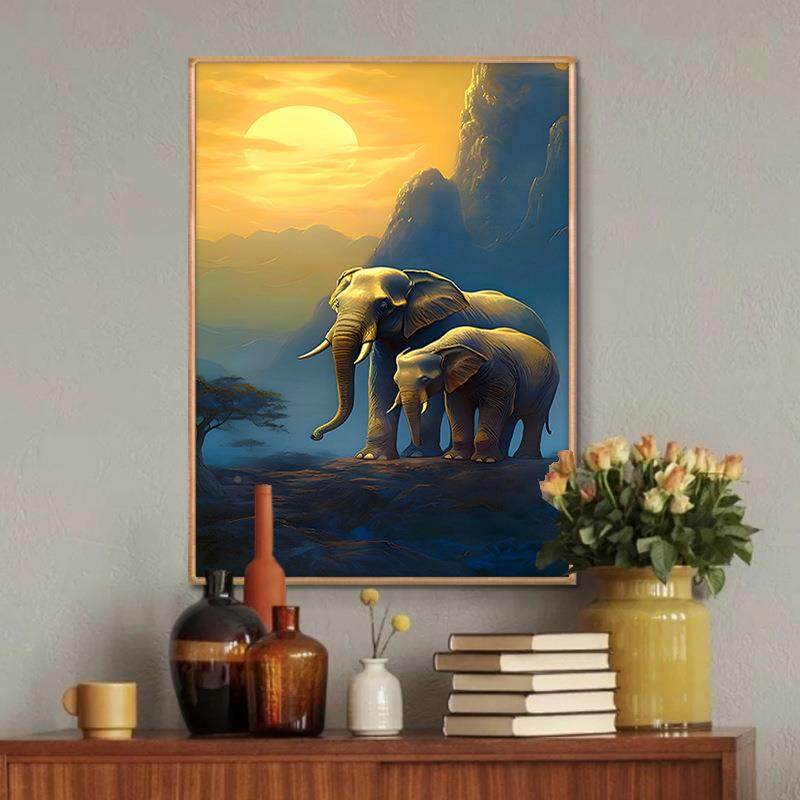 现代客简约大象玄关装吉饰画走廊厅过道画大气挂画象如SMH意壁画