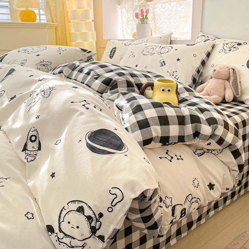儿童件纯棉水四洗花床单被套JX965套卡通全棉宿舍三件套印床上用