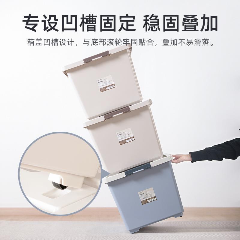 荣带纳收纳卧箱室大中小号有盖滚轮可114叠加塑储料物箱整理箱