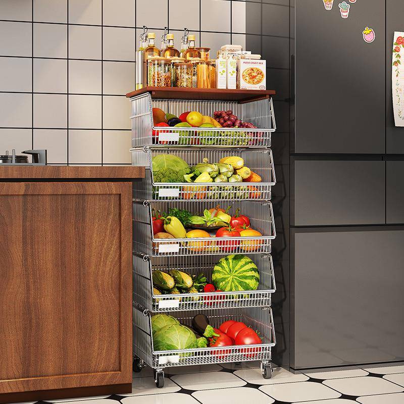 厨房置物架功多层可果落地移动放SCL40水蔬菜收纳家用多能小推车