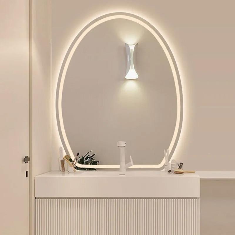 化浴妆镜卧壁挂蛋梳形妆镜室挂墙LED异型智能镜QHW带灯室梳妆台镜