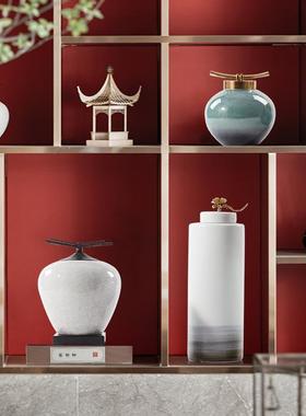 新中式摆件瓷酒样板房陶间装客F869THH5厅茶室书柜博古架店酒柜软
