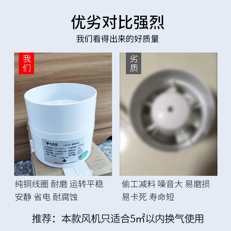 101圆形道排风扇4寸管PVC管道风522机风厨房卫生间排扇换气扇抽风