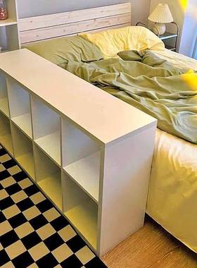 书架落地置物架床断边隔柜床头收RPE纳格子卧柜室半包围矮柜子储