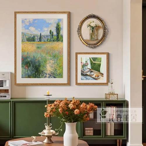 现日代法式风景餐厅民挂画合组HD908896式原木风宿卧室床头装饰画
