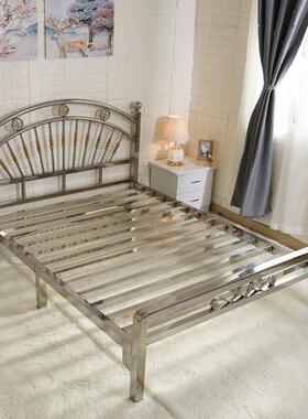 C不锈钢床1米1.0038米双人床现代5简约出租房304床架欧式公.寓铁9