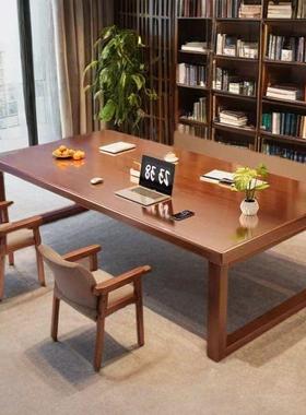 实木公大书RVA桌家用厅客餐桌学习写字桌长条大板茶脑桌办电桌工