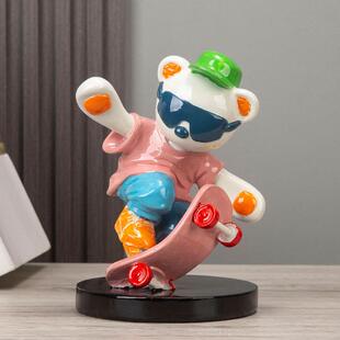 板熊潮玩卡通创意现客厅饰YA762327简约家居滑装代电视柜树脂小众