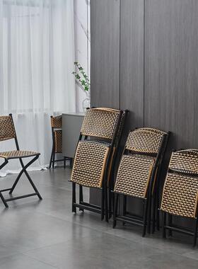 3V5藤椅休闲餐椅椅简Y约外靠背小子塑料编织ZD01椅阳台椅户便携单