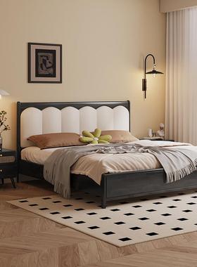 实大床法式黑色T806#木中风婚主卧1.8m双人床简约床小户型1.5米古