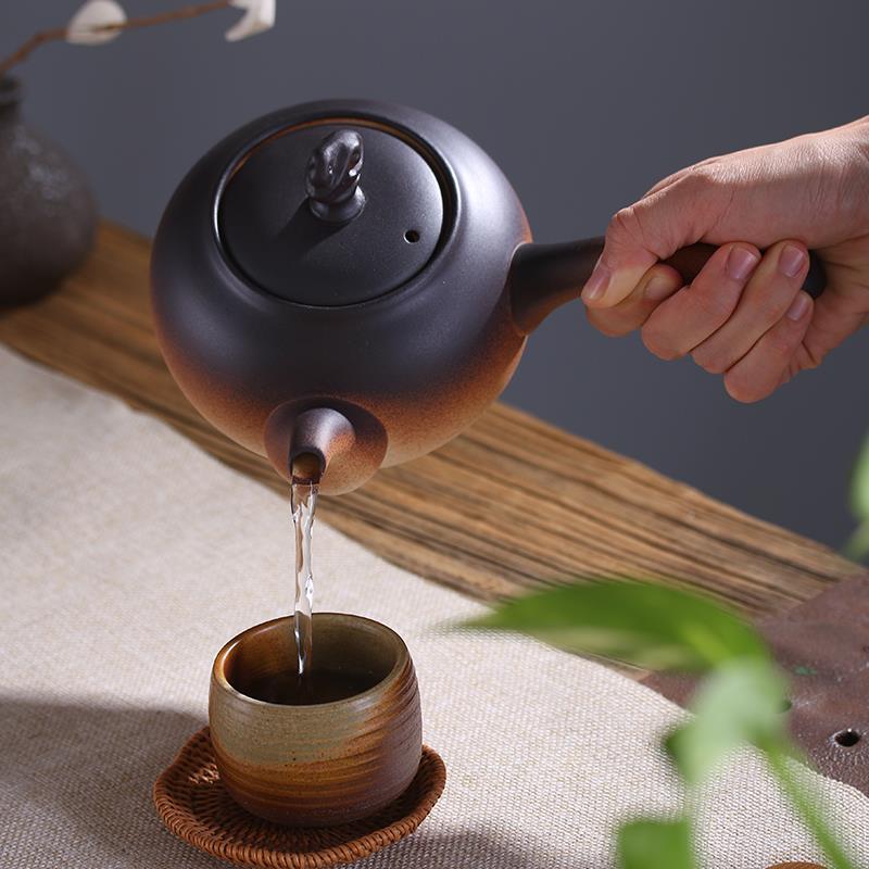 耐高陶土烧水F75TMST6容壶泡茶温围炉煮紫砂陶泥火侧把壶电炭炉大
