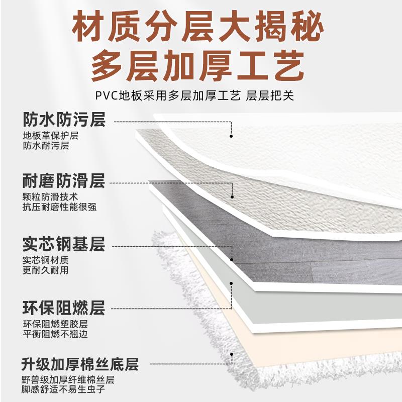 地革LCZ加厚耐磨pvc地胶防水地泥直接铺家用地塑板贴板胶地板铺垫