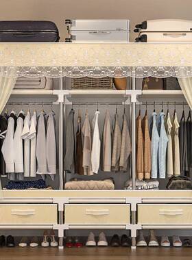 衣柜厚家卧室简出易布衣用柜宿舍全挂式衣柜租房加挂衣架防RL55555尘加固