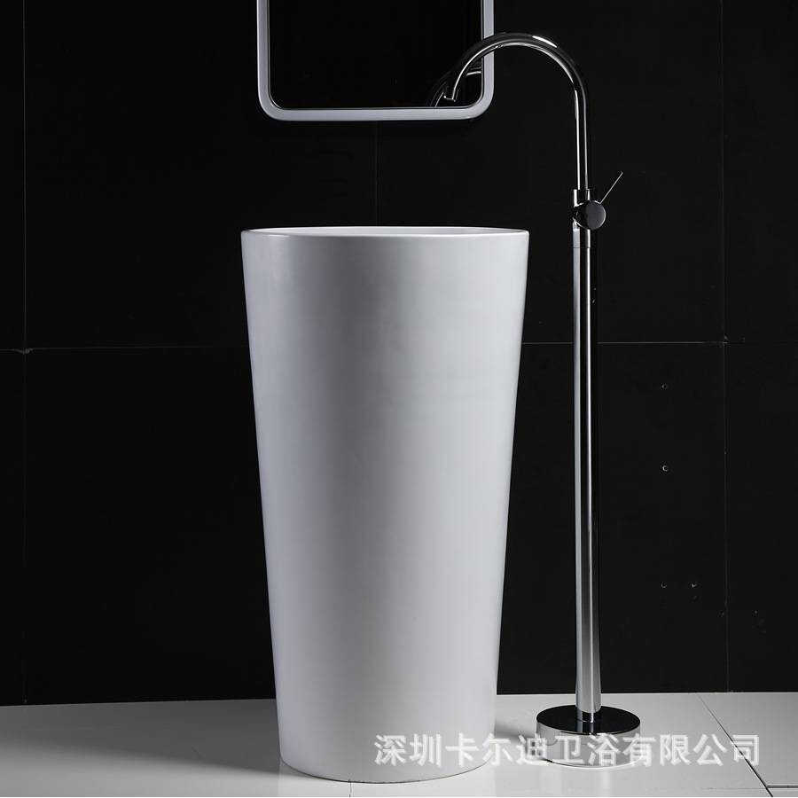 艺术立柱盆一体式圆形无孔台盆阳台洗手池卫生间落地迷你酒店