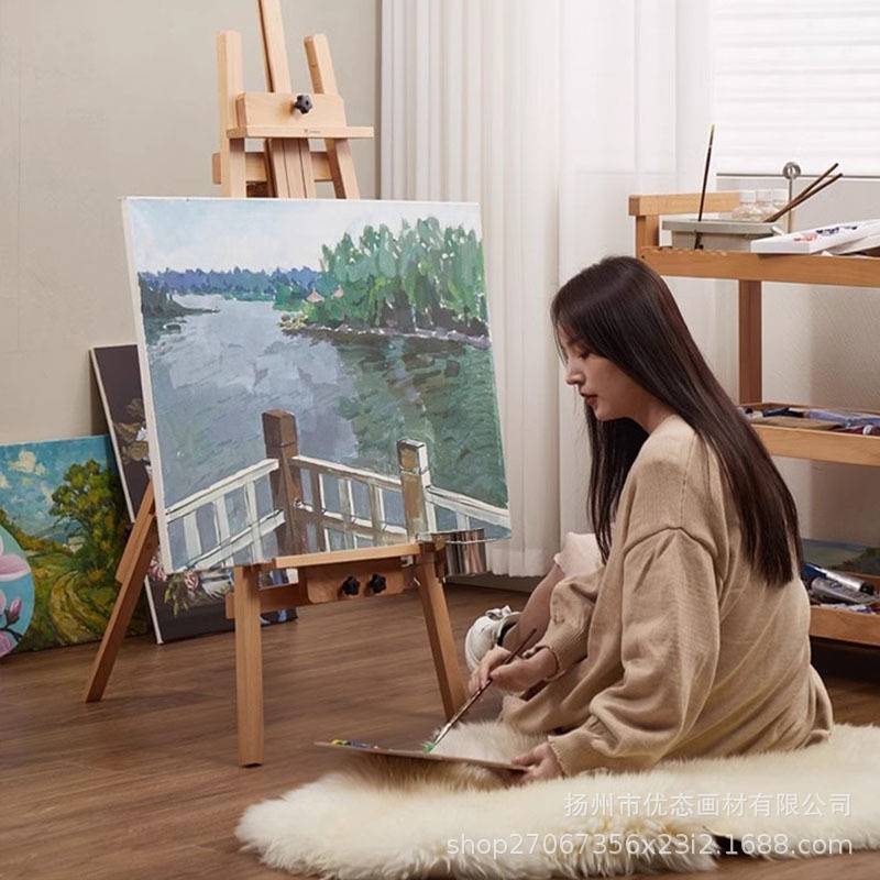 美术生专用画室后支撑式折叠收纳升降提升三角丙烯素描油画架4K2K