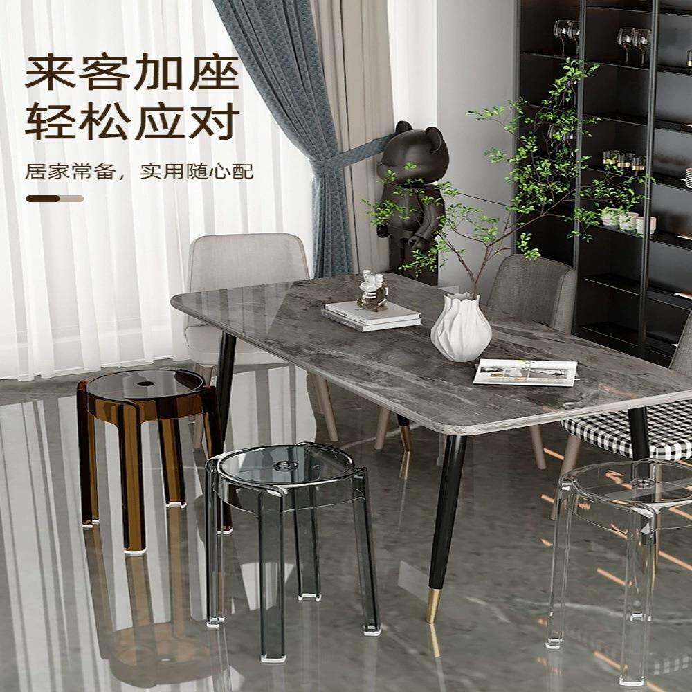 简透明凳子可料叠放凳12.033亚克力高椅子家用塑加厚餐椅圆凳风约