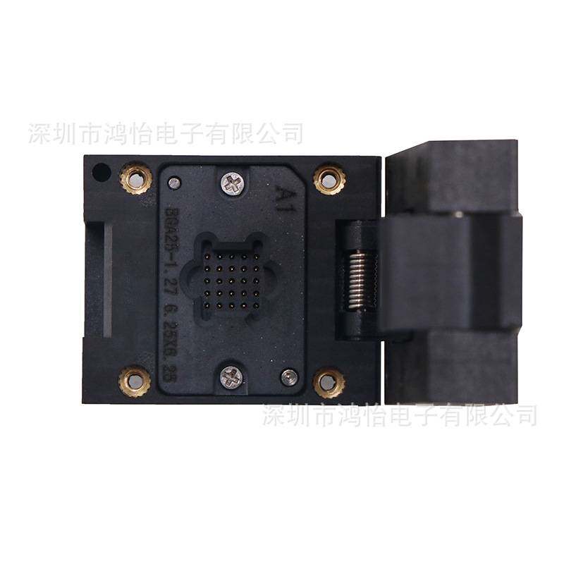 设计BGA25pin塑胶翻盖探针测试座间距1.27mm 尺寸6.25*6.25mm夹具