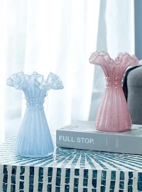 高档芬顿手工裙客边瓶摆现代轻奢厅茶几边角裙边花瓶几软装装花件