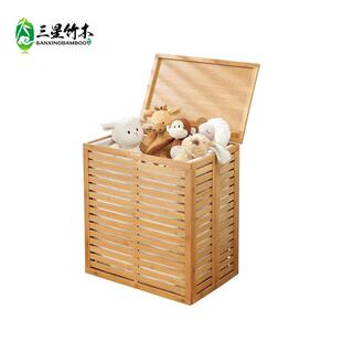 竹可折叠洗衣脏衣篓收篮储物架脏衣收纳筐衣制带盖纳收箱脏篓收纳