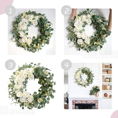 2款025新亚马跨境爆款春夏装饰藤圈尤加瑰利白逊玫桉树A489白玫花