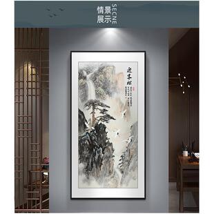 迎客松关装饰玄画中式入国户走新廊过道挂画竖版LYH11061茶室壁画