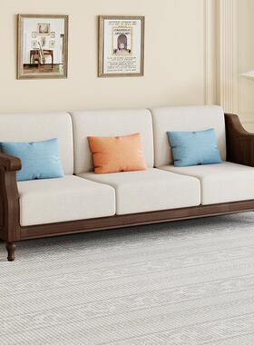 美式全实沙发布艺组合小美风格小PFT复型户客厅古乡村原木家具新