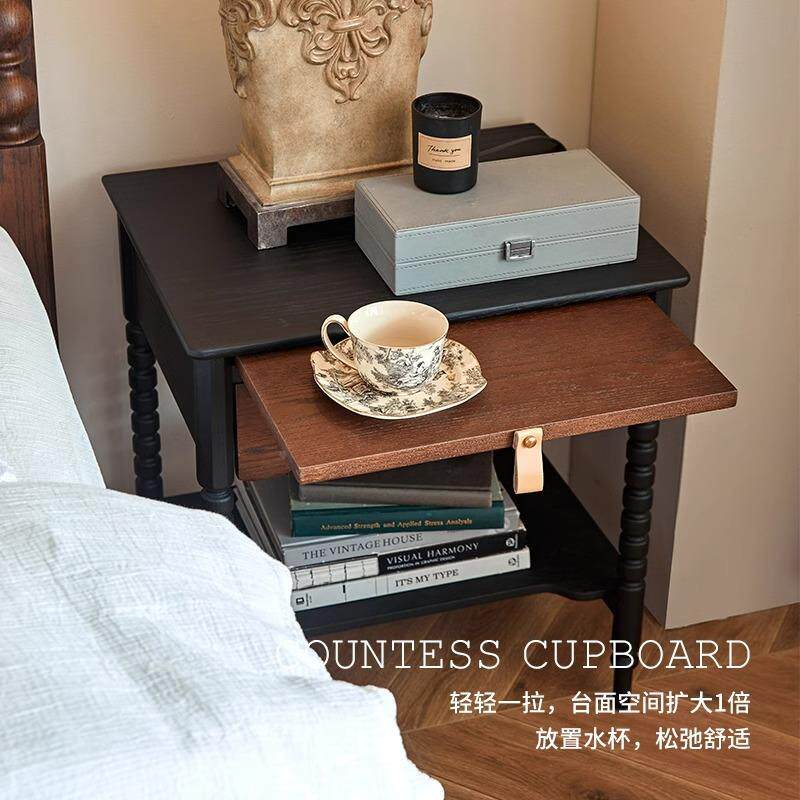各各沃发式复古客厅650边几法沙木角几美式实床头柜全实木北美白